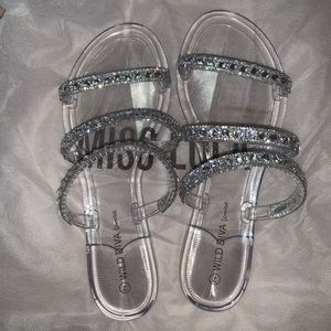 clear slip on sandals
